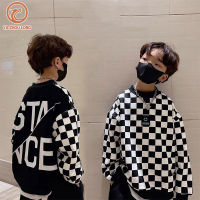 YA ZHOU LONG Boys Fleece Sweater Checkerboard Children S New Middle-Aged Boy S Foreign Style One-Piece Fleece Pullover Sweater