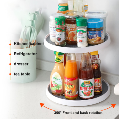 2021 New Kitchen Condiment Round 360° Rotating Storage Tray Convenient Rotating Spice Rack Non-Slip Home Cosmetics Organizer