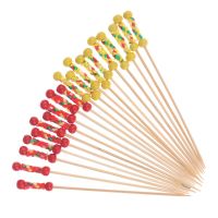 100pcs Decorative Fruit Fork Cocktail Stick Bamboo Stick Fruit Skewers Used for Buffet Wedding Food Decoration