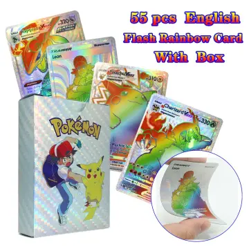 100Pcs GX Holographic Pokemon Cards in Portuguese Letter with Rainbow  Arceus Shiny Charizard trade card children toys