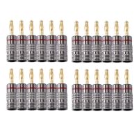 24Pack 4.5mm Audio Plug Banana Plugs for Speaker Wire Gold Plated Banana Adapter Cable Connector Clips