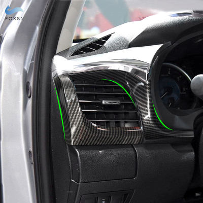 คาร์บอนไฟเบอร์ข้าวอุปกรณ์เสริมในรถยนต์แดชบอร์ดแผงด้านข้างเครื่องปรับอากาศ O Utlet Vent ปกตัดสำหรับโตโยต้าไฮลักซ์ Revo 2015 - 2021