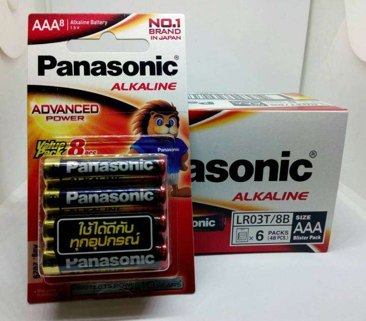 แท้-100-aa-aaa-pack-8-ก้อน-ยกกล่อง-6-packs-48-ก้อน-panasonic-alkaline-battery-ถ่านอัลคาไลน์