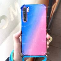 สำหรับ Xiaomi Redmi โน๊ต9 Pro Note 9S Note 8 Pro 8T 7 Pro สายคล้องคอโปร่งใสสีรุ้งเคสโทรศัพท์โซ่ TPU อ่อนสำหรับ Xiaomi Redmi Note 10 Pro Max Note 10S Redmi 9C 9A 9T 10A