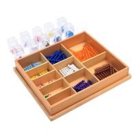 【YF】 Montessori Mathematics Instruments Kindergarten Childrens Learning Toys Short Beads and Label Box