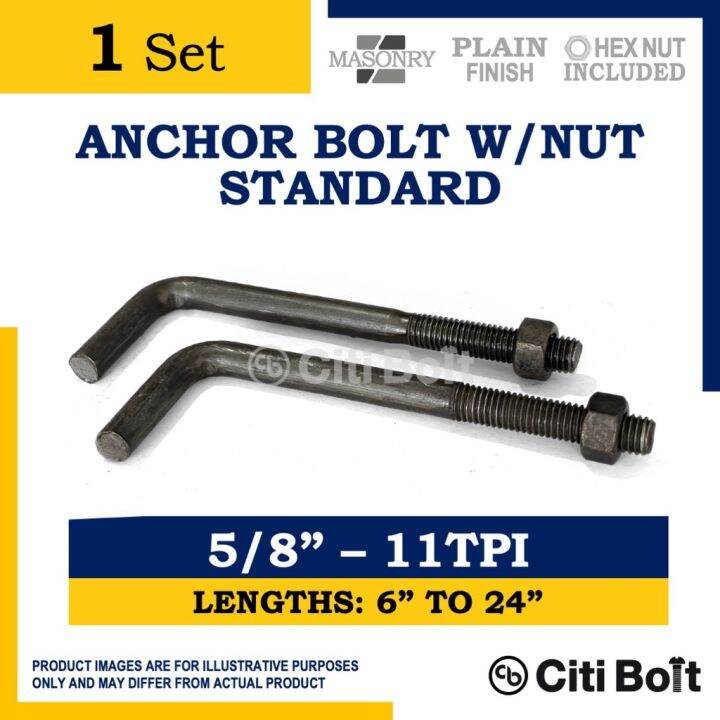 1set Anchor Bolt Standard / L Bolt / L Hook Bolt for Concrete M16 5/8