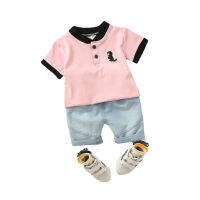 Boy suit kanak-kanak polo shirt set 0-5 tahun kanak-kanak lelaki lapel lengan pendek T-shirt + seluar pendek 2-piece set pakaian bayi