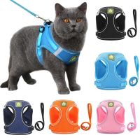 ⊙ ไนลอนตาข่ายลูกสุนัข Cat Harnesses เสื้อกั๊กสะท้อนแสง Cat Dog Harness and Leash Set สำหรับสุนัข Pug Small Medium Walking Lead Leash