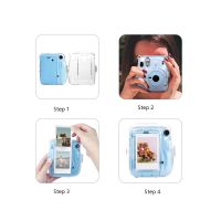 สำหรับ Instax กระเป๋ากล้อง Mini11กระเป๋าภาพกระเป๋าใสเคสคริสตัลเคสใส่ของใสมีสายรัดและสติกเกอร์สามชิ้นชุด