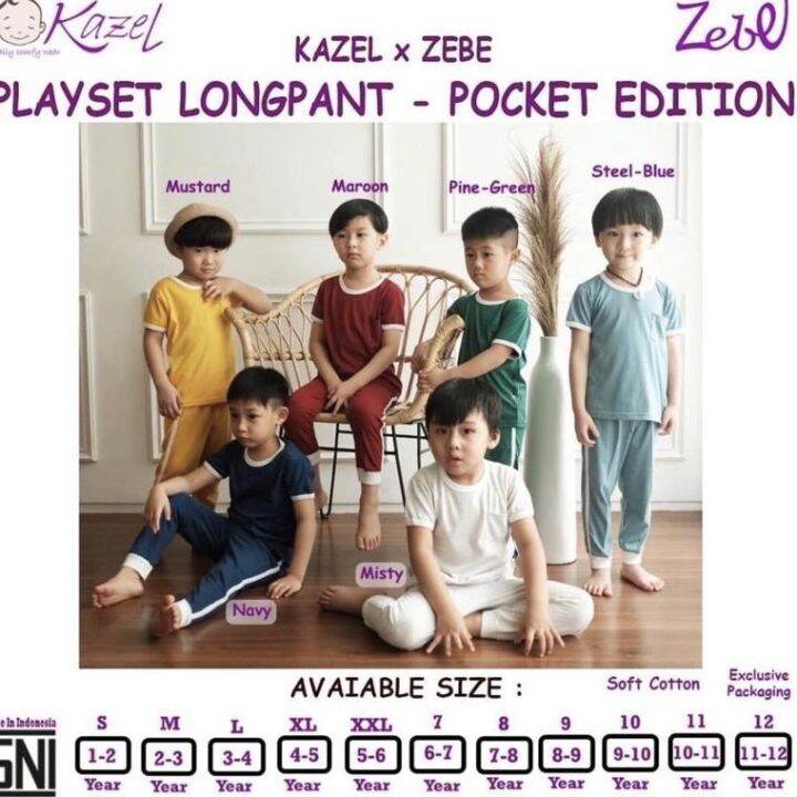 แบรนด์เทศกาล-kazel-x-zebe-playset-longpants-pocket-edition-เสื้อเชิ้ตสูท-สําหรับเด็ก