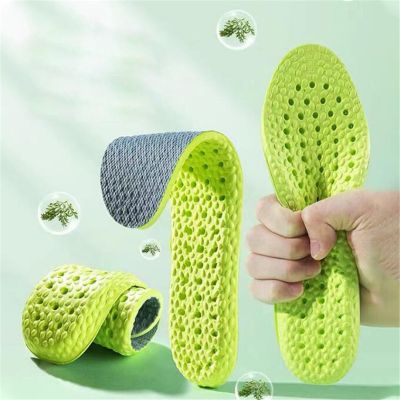 1Pair Soft Breathable Sport Cushioning Inserts Wormwood Deodorant Insoles For Men Women Boost Shoe Pads Mesh Can Cut Size Insole