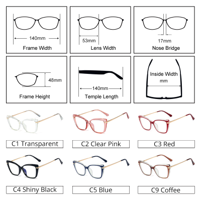 Ralferty 2021 Computer Anti Blue Light Glasses Frame Women Decorative Cats Eye Transparent Anti-Glare Eyeglass 0 Diopter F95763