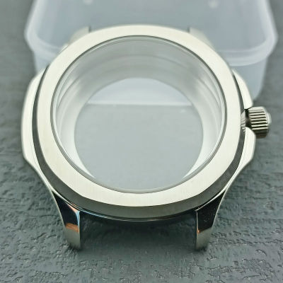 เคส Nh35สีเงิน39มม. สแตนเลส Nh35แว่นตาดำน้ำนาฬิกาไพลินโลโก้เคลื่อนไหวเคสเหล็ก