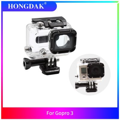 HONGDAK กล้องแอ็กชันซองกันน้ำ45ม. สำหรับ Go Pro Gopro Hero 3สีเงินสีดำพร้อมอุปกรณ์เสริมที่ป้องกันมีขายึดตัวเรือน