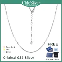 ChicSilver 1.5มม. แบบ DIY 925เงินสเตอร์ลิงสร้อยคอโซ่บางธรรมดาสำหรับผู้หญิงหญิงสาว