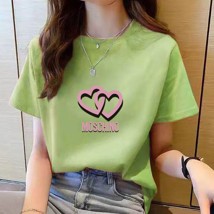 เสื้อยืดคอกลมสำหรับผู้หญิงแขนสั้นพิมพ์ลายการ์ตูนสีดำลำลองใหม่ฤดูร้อนเสื้อยืดหลวมแฟชั่นสำหรับผู้หญิงเรียบง่ายขนาดใหญ่สไตล์เกาหลี