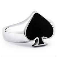 Vintage Fashion Punk Men Women Playing Cards Poker Spades Ring Jewelry