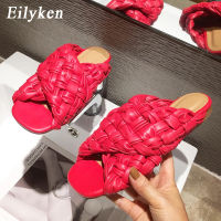 Eilyken 2022 Women Summer Slides High Quality Weave Open Toe Flat Casual Slipper Leisure Sandal Female Beach Flip Flops size 42