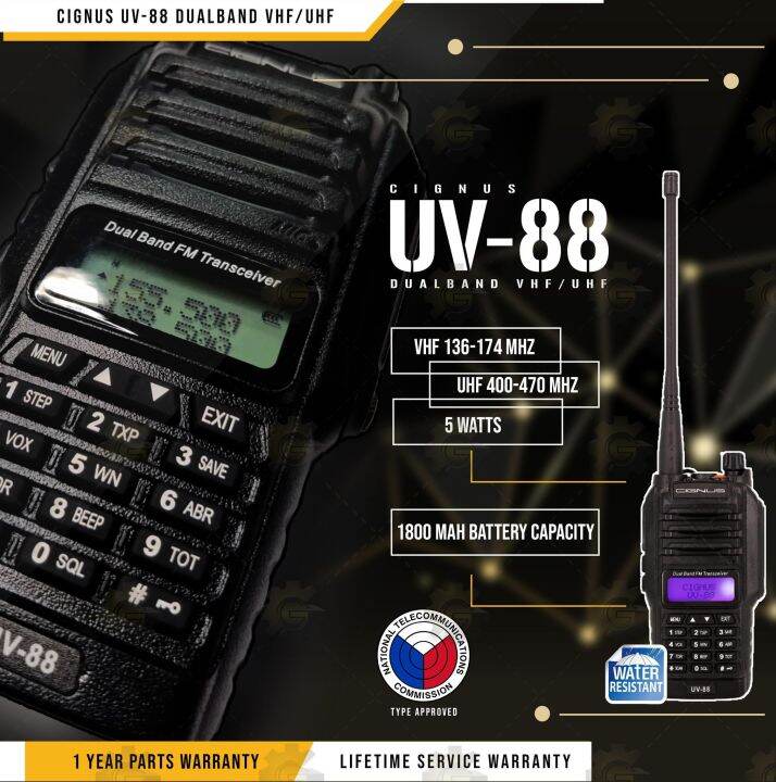 Cignus UV88 NTC APPROVED Splash Proof Water Resistant Two Way Radio