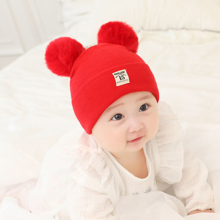 เด็กทารกชายน่ารัก-สาวฤดูหนาวถักหมวกสำหรับเด็ก