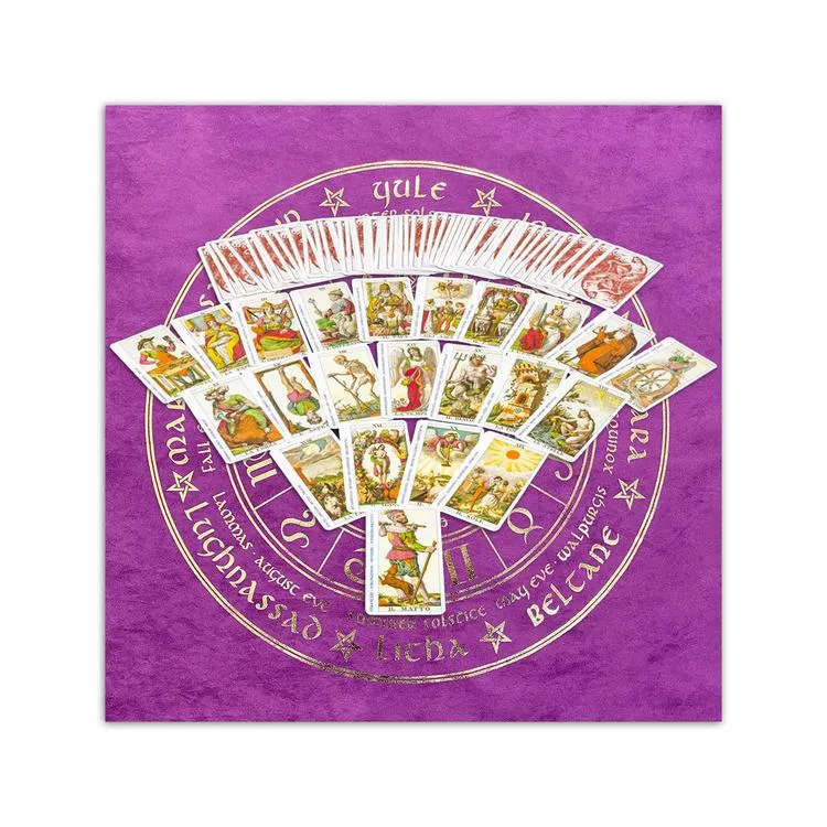2Pieces Classic Altar Tarot Card Table Cloth Tapestry Divination Velvet Bag