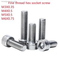 ☫۞ M3 M4 M5 M6 Pitch 0.35/0.5/0.75mm 304 Stainless Steel A2-70 Fine Thread Hexgonal Hex Socket Round Cap Head Screw Allen Bolt