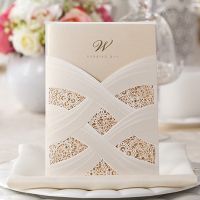 Wishmade Vertical Cut Wedding Invitation Cards with White Hollow Flora For Marriage Party Supplies 100pcslot CW060