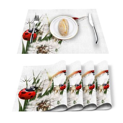 Dandelion And Ladybug Pattern Table Mat Kitchen Decoration Placemat Table Napkin For Wedding Dining Accessories Table Mat