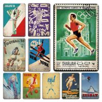 Lupeishop สกีกีฬาท่องเที่ยวป้ายโลหะ Vintage ภาพวาดเหล็กโปสเตอร์ Art Wall Decor แผ่นดีบุก Gym Retro Landscape Decor