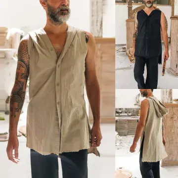 Casual Cloak Men Draped Cardigan Long Hooded Sleeveless Cardigan with  Pockets Cardigans Sweater Men at  Men's Clothing store