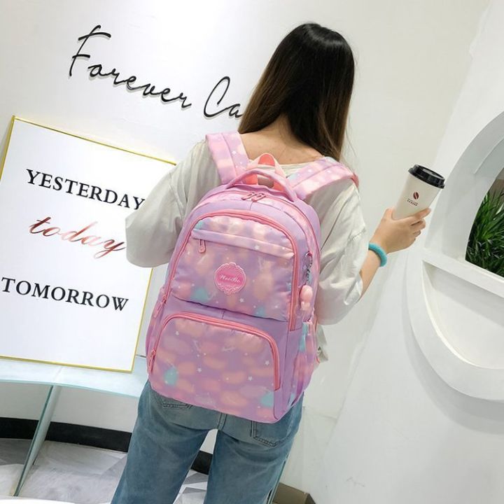 กระเป๋าเป้สะพายหลังนักเรียนโรงเรียนประถมเกรด1-3-6กระเป๋านักเรียนเด็กหญิงสไตล์เกาหลีมัธยมต้นเป้น้ำหนักเบาโรงงานขายส่ง