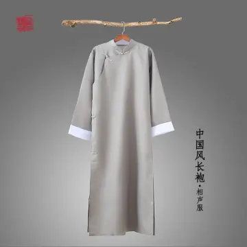 Chinese Style Men Crosstalk Costume Long Gown Robes Jacket