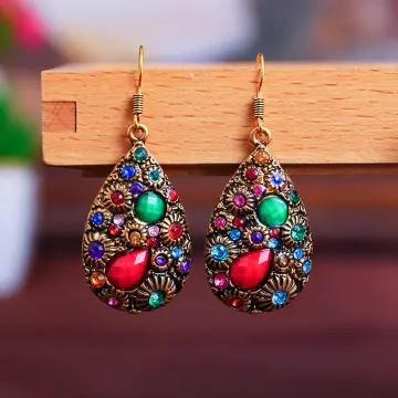 Efulgenz Indian Earrings Crystal Kundan Faux Pearl Wedding Bridal Dangle  Earring Set Jewellery for Women Girls, Red - Walmart.com