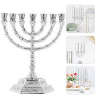 BESTOMZ Candle s Menorah 7 สาขา Menorah Metal ศาสนา Menorah Temple Holder