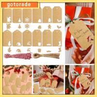 GOTORADE 48/96/144pcs ซานตาคลอส ป้ายของขวัญ รูปทรงต้นคริสต์มาส สโนว์แมน ป้ายกระดาษคราฟท์ แฟชั่นสำหรับผู้หญิง ดีไอวาย ต้นไม้คริสต์มาสแขวน สุขสันต์วันคริสต์มาส