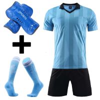 Mens referee soccer jerseys set survetement Football Kit judge football uniform tracksuits mens training football shirt set