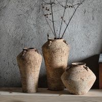 【LZ】❖∋✵  Vaso Handmade Pottery Pot Vintage Grés Cerâmica Japonesa Flor Seca Adequado para Sala Quarto Desktop Decorações