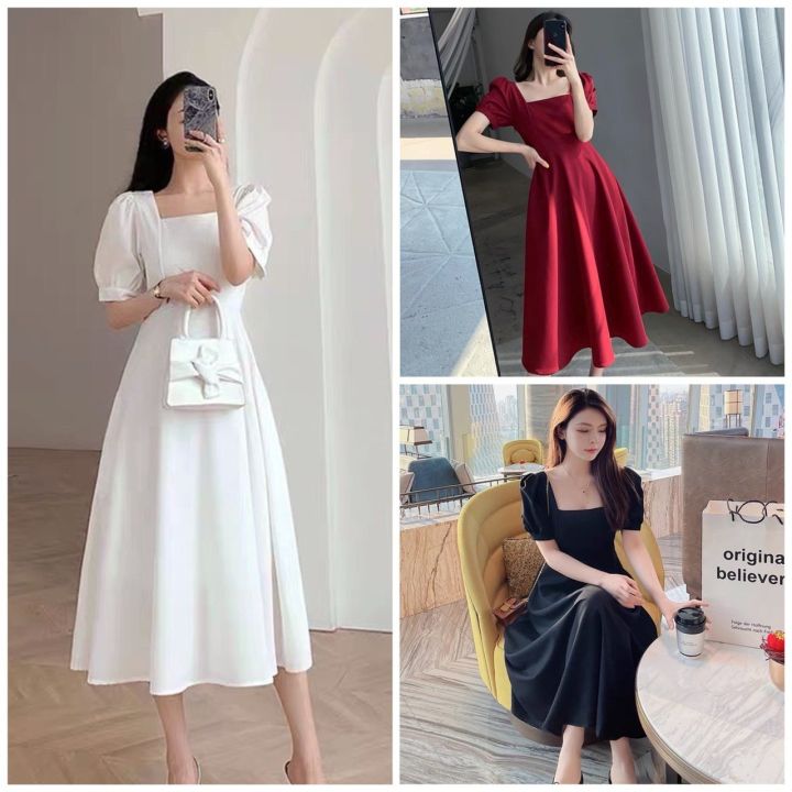 ĐẦM DỰ TIỆC TAY NGẮN, CỔ VUÔNG SIÊU XINH DỄ THƯƠNG | Lazada.vn