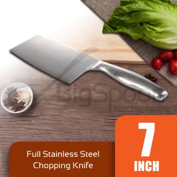 1pc 7in/18cm Kitchen Bone Chopper Stainless Steel with Wooden