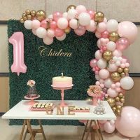 （koko party supplies）135ชิ้น PinkGold ซุ้มลูกโป่ง Garland1-9จำนวนลูกโป่งเด็ก ShowerGlobos ตกแต่งงานเลี้ยงวันเกิดงานแต่งงาน