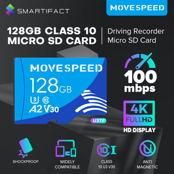 Move Speed Micro SD Card V30 Memory Card 128GB 100MB/s High Speed Durable Mini SD Card Lazada PH