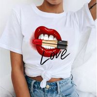 Camiseta Tee Shirts Tshirt Koszulki Damskie Tshirt Lip Lipstick Tee T Shirt Shirt Gildan Spot 100% Cotton