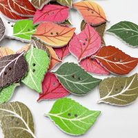 【YF】☂♨◙  25/50/100 pcs Mixed Leaves Wood Apparel Sewing Buttons Scrapbooking Crafts Handicraft WB687