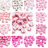 【CW】 Pink Clay Beads Cartoon Pattern Polymer Spacer Necklace Jewelry Making Accessories