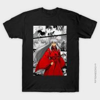 Comic Wolf Inuyasha Sesshōmaru Sengoku Otogizōshi Anime Black T-Shirts For Men Harajuku Print Tshirt Streetwear Hip Hop Top