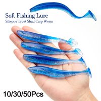 【hot】✻ 10/30/50Pcs Soft Fishing Artificial Silicone Trout Shad Carp Worm Sinking Baits T Tail Jigging Wobblers Tackle