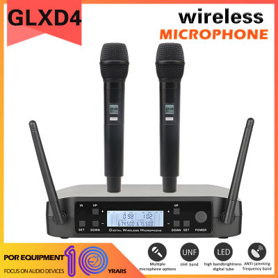 GLXD4 UHF ไมโครโฟนความถี่ไมโครโฟนไร้สายแบบมืออาชีพ,ไมค์โลหะ Karaok Mikrofon ไมค์สำหรับร้องเพลงรับจากระยะไกล100เมตรนำเข้าไมโครโฟนแกนคุณภาพเสี