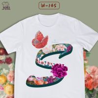 เสื้อยืดผ้าฝ้าย 2023 เสื้อลายตัวอักษร ABC BLOSSOM ดอกไม้ (S T U)