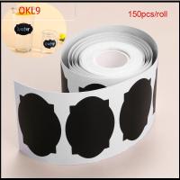 OKL9 150pcs/roll กันน้ำ ขวดแยม กระดานดำ โคลน ปากกามาร์กเกอร์ สติ๊กเกอร์ฉลาก ป้ายกระดานดำ แท็กขวด