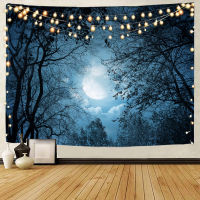 Night Moon Starry Sky พื้นหลังตกแต่ง Tapestry Wall Art ตกแต่งห้องนั่งเล่นห้องนอนห้องสุนทรียศาสตร์ตกแต่งบ้าน